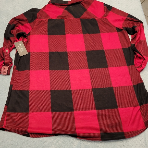 NWT-NEW YORK LAUNDRY RED & BLACK PLAID FLANNEL-SIZE-3X - Picture 11 of 12